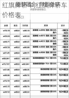 红旗牌轿车,红旗牌轿车价格表